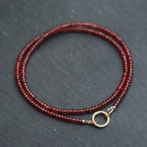 Natural Garnet Beaded Necklace | Women&#39;s garnet necklace | Deep Red Garnet Necklace [ENGP1102_e] | Garnet 3mm beaded necklace | garnet