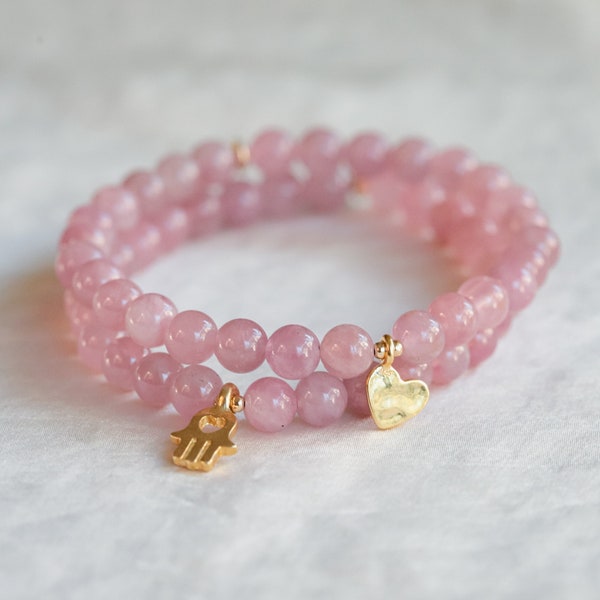 AAAA+ Madagascar Rose Quartz Bracelet, bracelet for love | rose quartz rose gold | rose quartz bracelet 4mm or 6mm | beaded rose