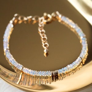 Ethiopian Welo Opal Dainty Bracelet. Flashy opal bracelet | Gold Filled. High AAA Quality Genuine Opal Delicate Bracelet