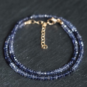 Ombre Iolite Necklace | Iolite Beaded Necklace | Iolite necklace for women [ENIP1032] | Gemstone Necklace for Women | Beaded iolite