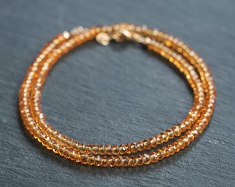 14K GOLD genuine citrine necklace | 100% genuine natural citrine beaded necklace [ENCP1062] | dainty beaded natural citrine necklace