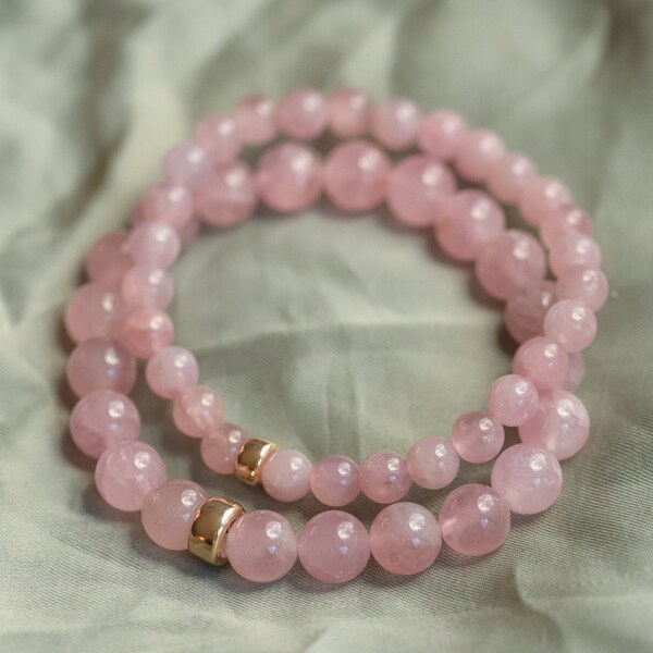 AAAA+ Madagascar Rose Quartz Bracelet, Madagascar Rose Gold, Pink Rose Quartz, Rose Quartz Bracelet 6mm or 8mm, Love Bracelet EBRM1107