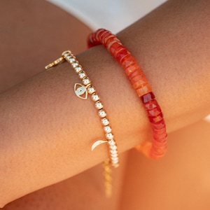 Genuine Carnelian | carnelian beaded gemstone stretch bracelet [EBCM1282] | orange natural stone | vitality, confidence, healing *BS *w