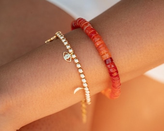 Feuriges Freude-Armband aus Karneol (Heishi-Armband)