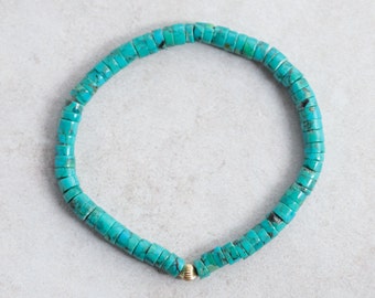 Genuine turquoise bracelet | Kingman heishi bracelet   | Natural authentic turquoise | women's turquoise jewelry | Kingman turquoise