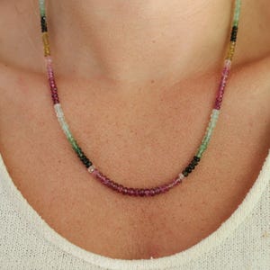 AAAA+ Mixed Tourmaline Beaded Necklace | Watermelon tourmaline necklace [ENTP1303] | Multi color tourmaline jewelry | Tourmaline necklace