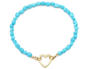 Sleeping beauty Turquoise Heart Bracelet, [EBSM1297]  All Natural Sleeping Beauty Turquoise Bracelet, Sleeping Beauty Turquoise Jewelry