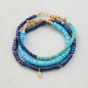 Arizona Sleeping Beauty Turquoise | Genuine Turquoise Bracelet | [EBTP1034] Sleeping beauty rondel bracelet | Genuine Turquoise image 3