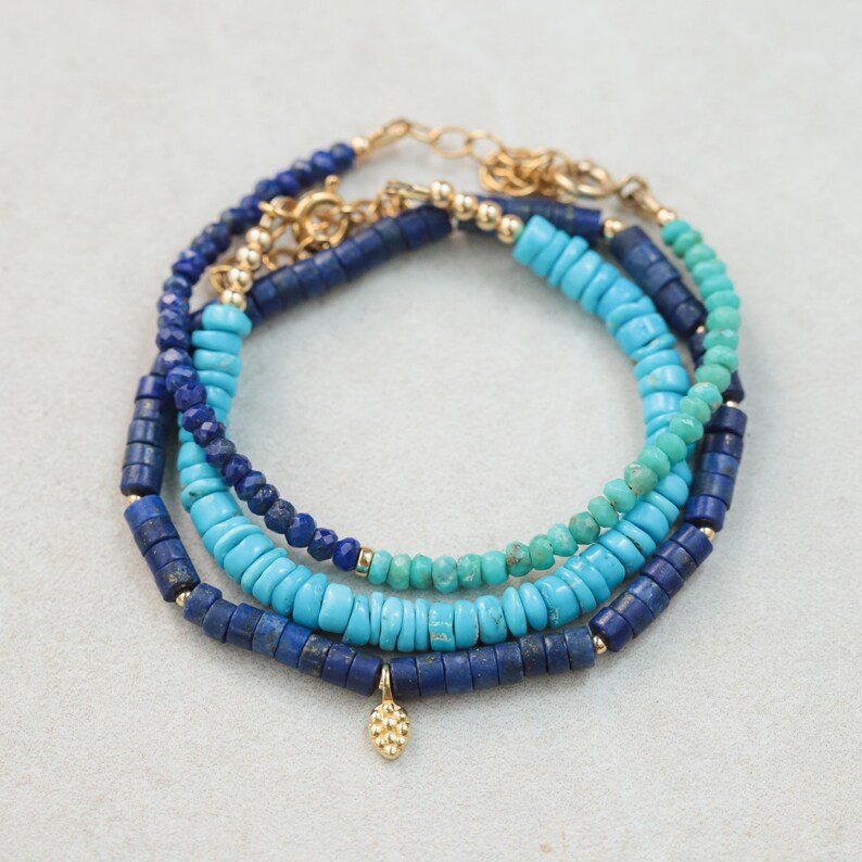 Arizona Sleeping Beauty Turquoise | Genuine Turquoise Bracelet | [EBTP1034] Sleeping beauty rondel bracelet | Genuine Turquoise image 3