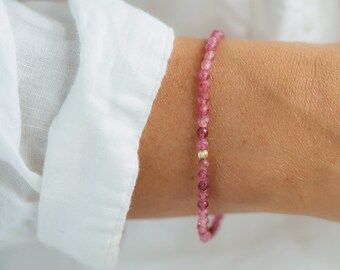 AAA+ pink tourmaline | faceted pink tourmaline bracelet | dainty pink tourmaline | tourmaline gold bracelet | pink tourmaline AAA