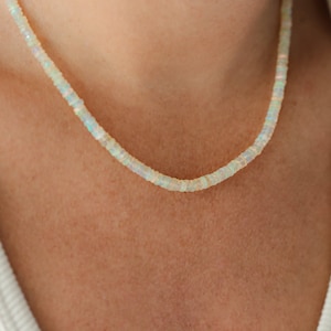 Ethiopian Opal Beaded Necklace | AAA Welo Opal Rondelle Necklace | October Birthstone | Genuine Ethiopian Opal | flashy