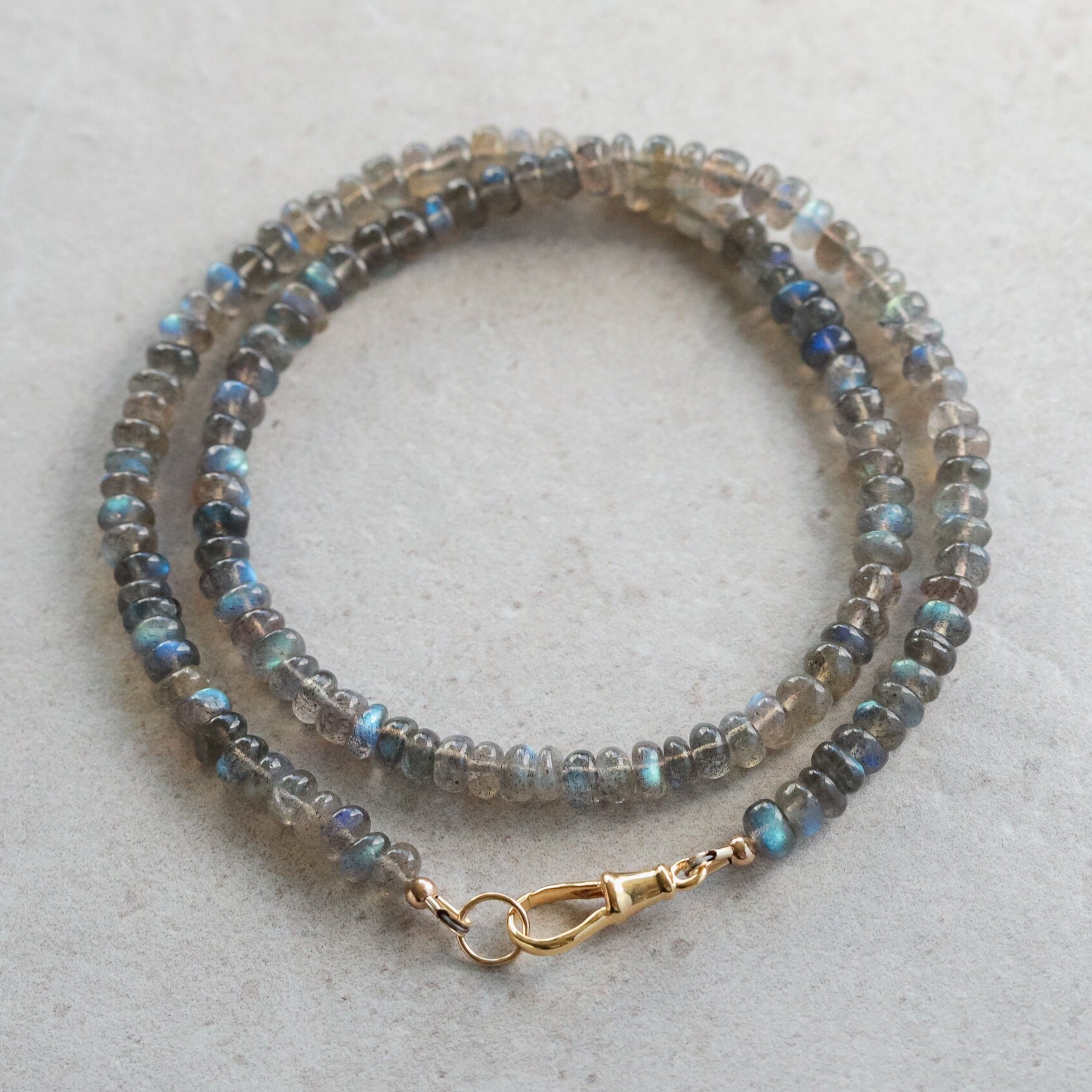 Collana Con Perle Rondelle Sfaccettate In Labradorite - Foto 2