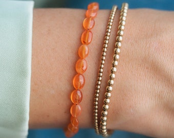 AAAA+ carnelian bracelet | Genuine Carnelian | carnelian beaded gemstone bracelet | orange natural stone | vitality, confidence