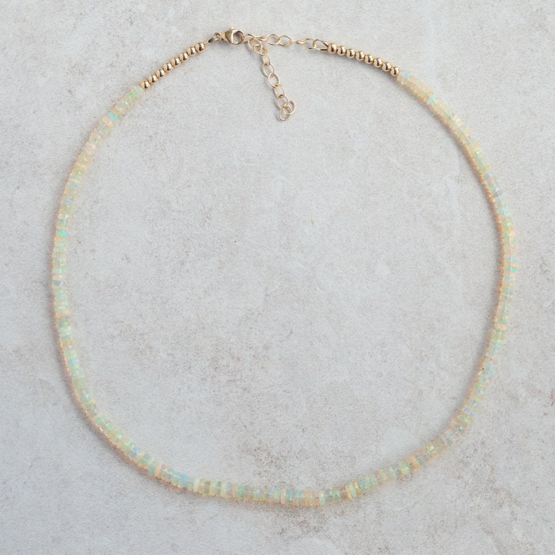 Ethiopian Opal Beaded Necklace AAA Welo Opal Rondelle Necklace October Birthstone Genuine Ethiopian Opal flashy image 3