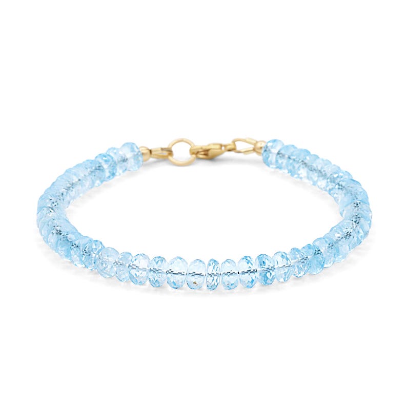 14K GOLD Blue Topaz Bracelet | genuine blue topaz gold | November birthstone bracelet [EBBM1505] | genuine blue topaz jewelry | blue topaz image 1