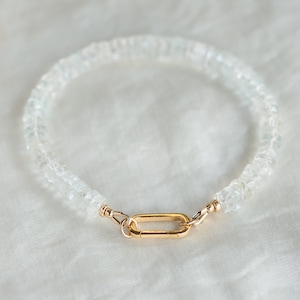 AAAA+ carabiner white topaz | white topaz bracelet | 100% genuine white topaz | natural white topaz bracelet | white topaz beaded