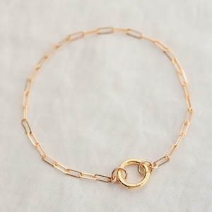 Carabiner Paperclip Bracelet, Medium Paperclip chain Bracelet, [EBGP1295] Gold Filled Chain Bracelet, Gold Rectangle Link Chain Bracelet 11p
