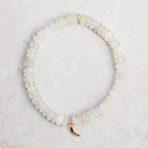 White Creamy moonstone bracelet |  Tiny Gemstone Bracelet | [EBMM1455] Moonstone gold bracelet | crescent moon | genuine moonstone | June
