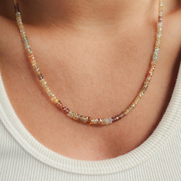 Stunning sparkly natural zircon necklace | AAA+ zircon necklace | beaded zircon jewelry | natural zircon beaded necklace for women