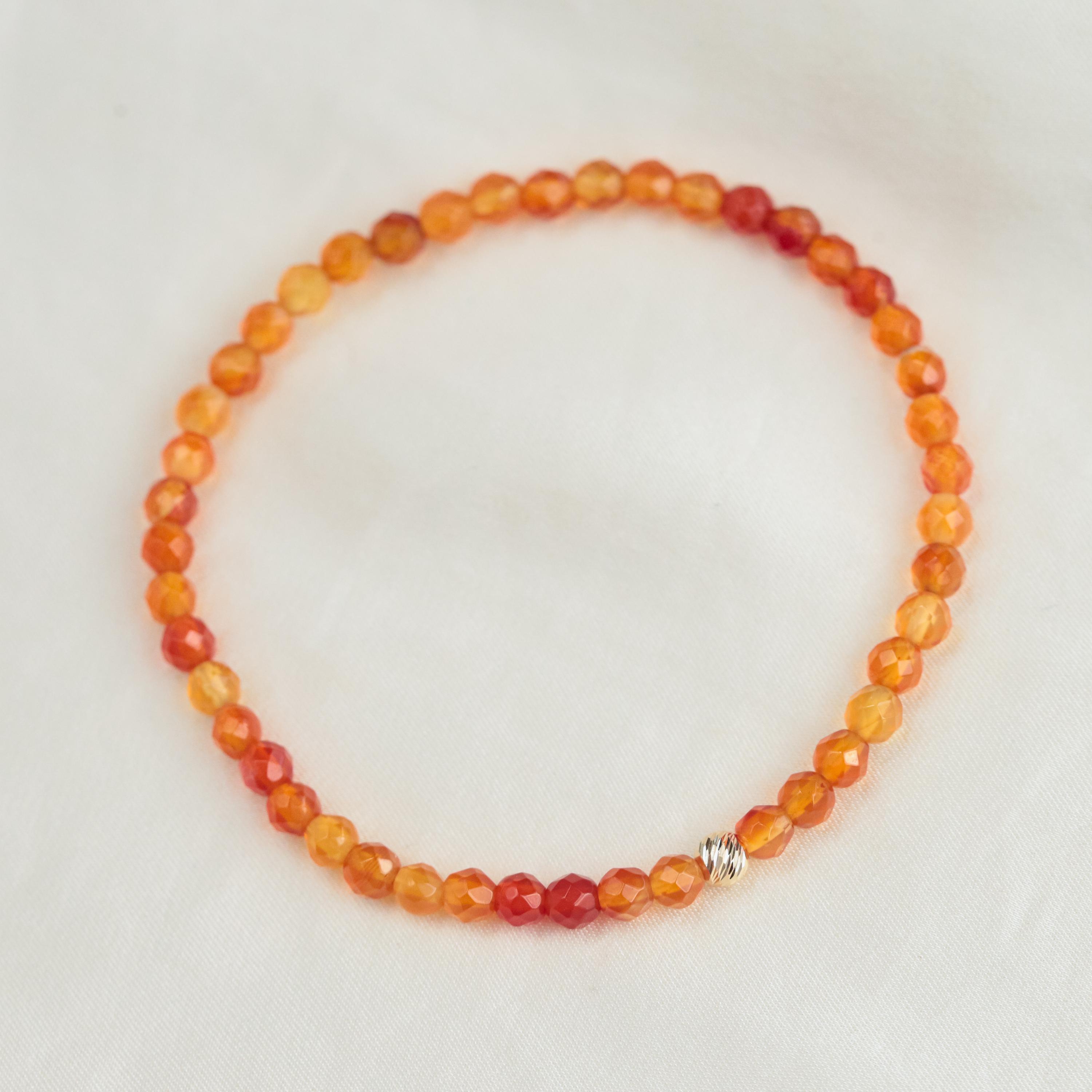14K GOLD AAAA+ Carnelian Bracelet | Genuine Carnelian | Carnelian