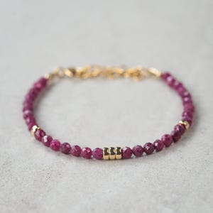 14K GOLD Ruby clasp Bracelet, Delicate ruby Jewelry, [EBRP1343] Faceted Small Pink Red Gemstone Beads, genuine natural ruby bracelet