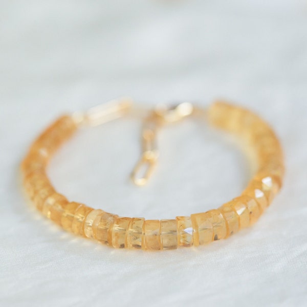 Citrine véritable AAA+ non chauffée | bracelet citrine en perles | bracelet en citrine naturelle | Citrine gold filled 14 carats | citrine délicate