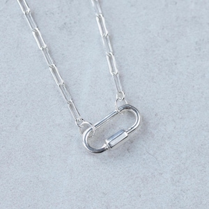 Carabiner Sterling silver, Paperclip Chain Necklace, [ENSP1027] sterling silver carabiner necklace, everyday sterling silver necklace WW