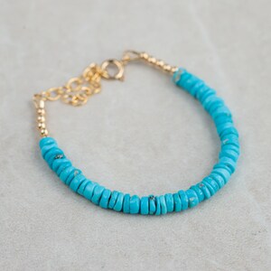 Arizona Sleeping Beauty Turquoise | Genuine Turquoise Bracelet | [EBTP1034] Sleeping beauty rondel bracelet | Genuine Turquoise image 2