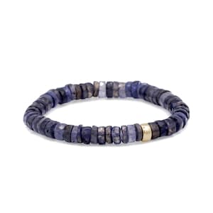 AAA+ Iolite Bracelet | Genuine Iolite Bead Bracelet for Women | [EBIM1541] Purple iolite beaded bracelet | natural iolite bracelet