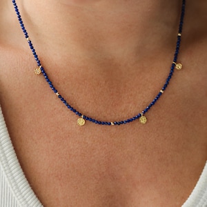 Gold lapis necklace | Dainty Lapis lazuli necklace gold charms | AAA lapis lazuli necklace | lapis lazuli necklace | beaded lapis choker