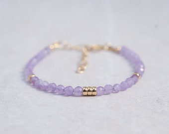 Lavender Amethyst Bracelet | dainty amethyst beaded bracelet | 14K gold filled | February birthstone | natural amethyst