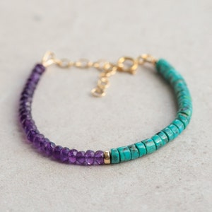 Amethyst and turquoise bracelet | 4mm Amethyst bracelet | Arizona turquoise | amethyst beaded bracelet | gift for her