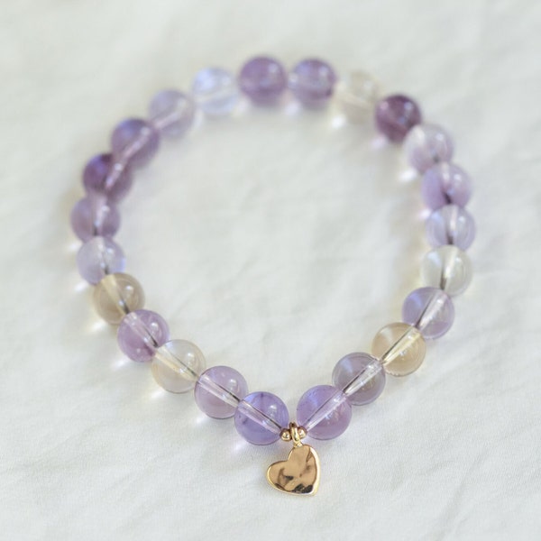 Bracelet en amétrine rare AAAA+ 8 mm, bijoux en amétrine, cristal d'amétrine, bracelet en cristal violet, bracelet de pierres précieuses, bracelet pour femme