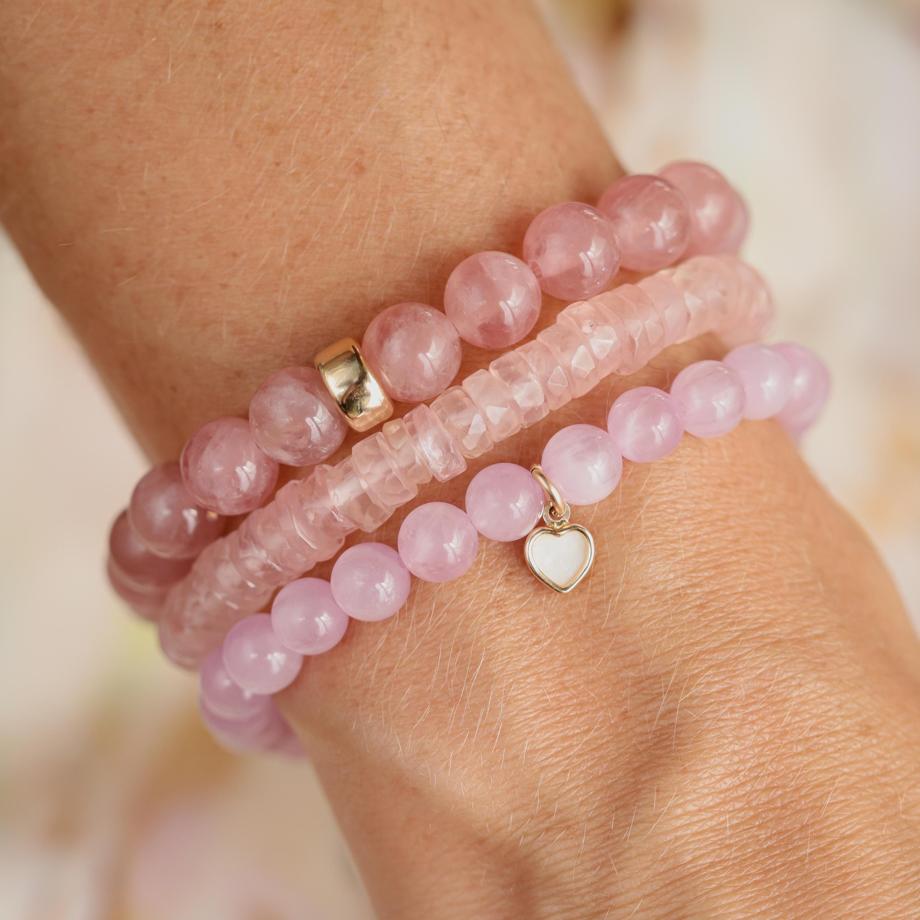 Bracciale a forma di cuore in quarzo rosa - Cuore della seduzione