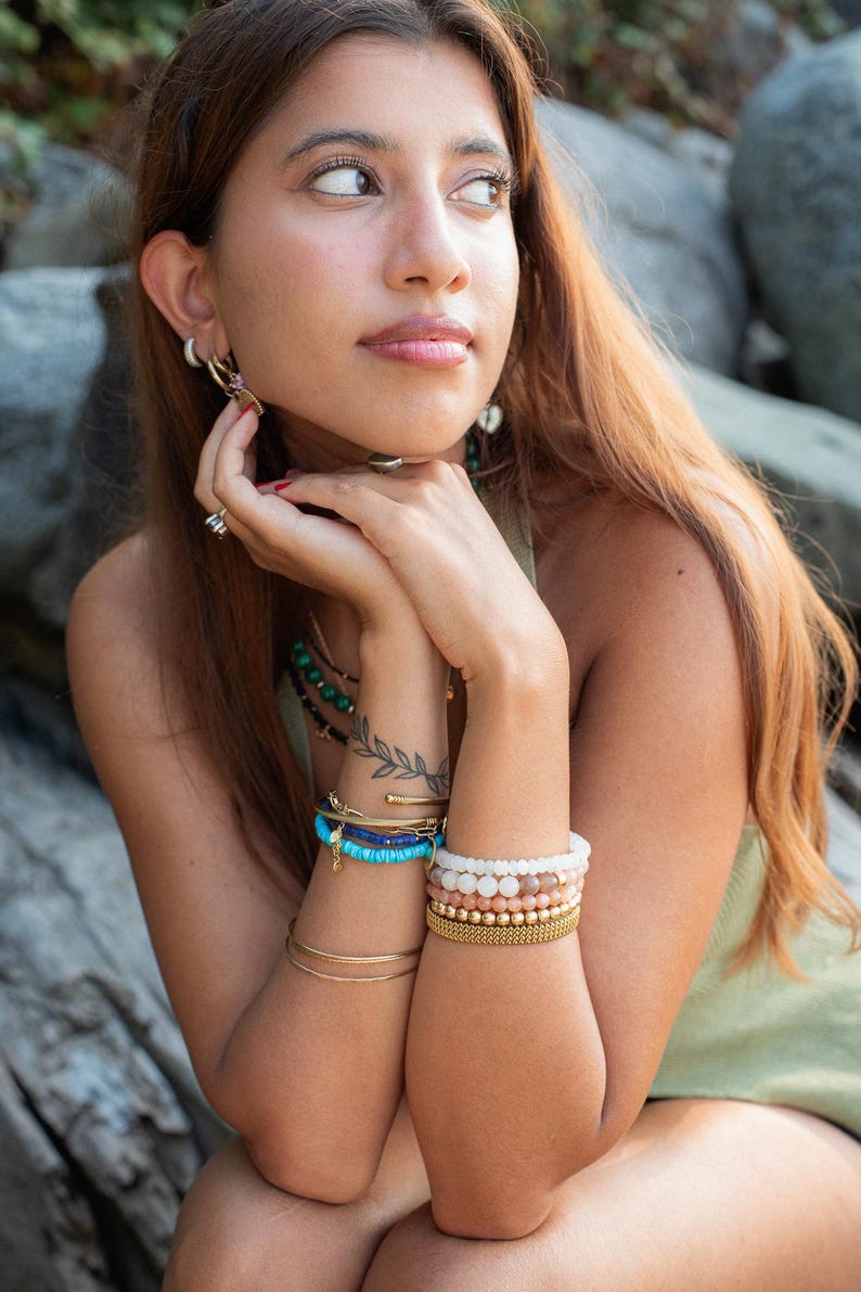 Arizona Sleeping Beauty Turquoise | Genuine Turquoise Bracelet | [EBTP1034] Sleeping beauty rondel bracelet | Genuine Turquoise image 6