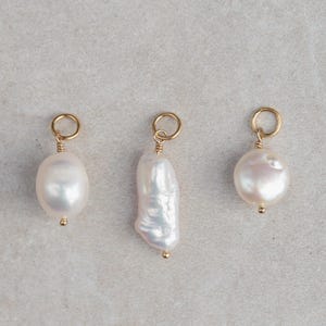 14K SOLID GOLD Freshwater pearl pendant, 14K solid gold pearl [EPPM1645], genuine pearl in solid gold, natural pearl gold