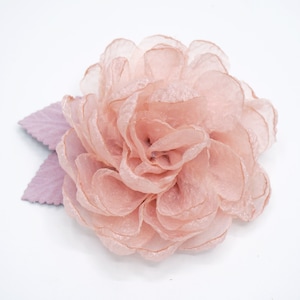 Spilla fiore in tessuto organza, 5 colori blu navy, rosso, fucsia, rosa, salmone. Vieux rose-B