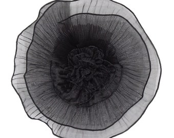 Large organza flower brooch, color (black, ivory,....).