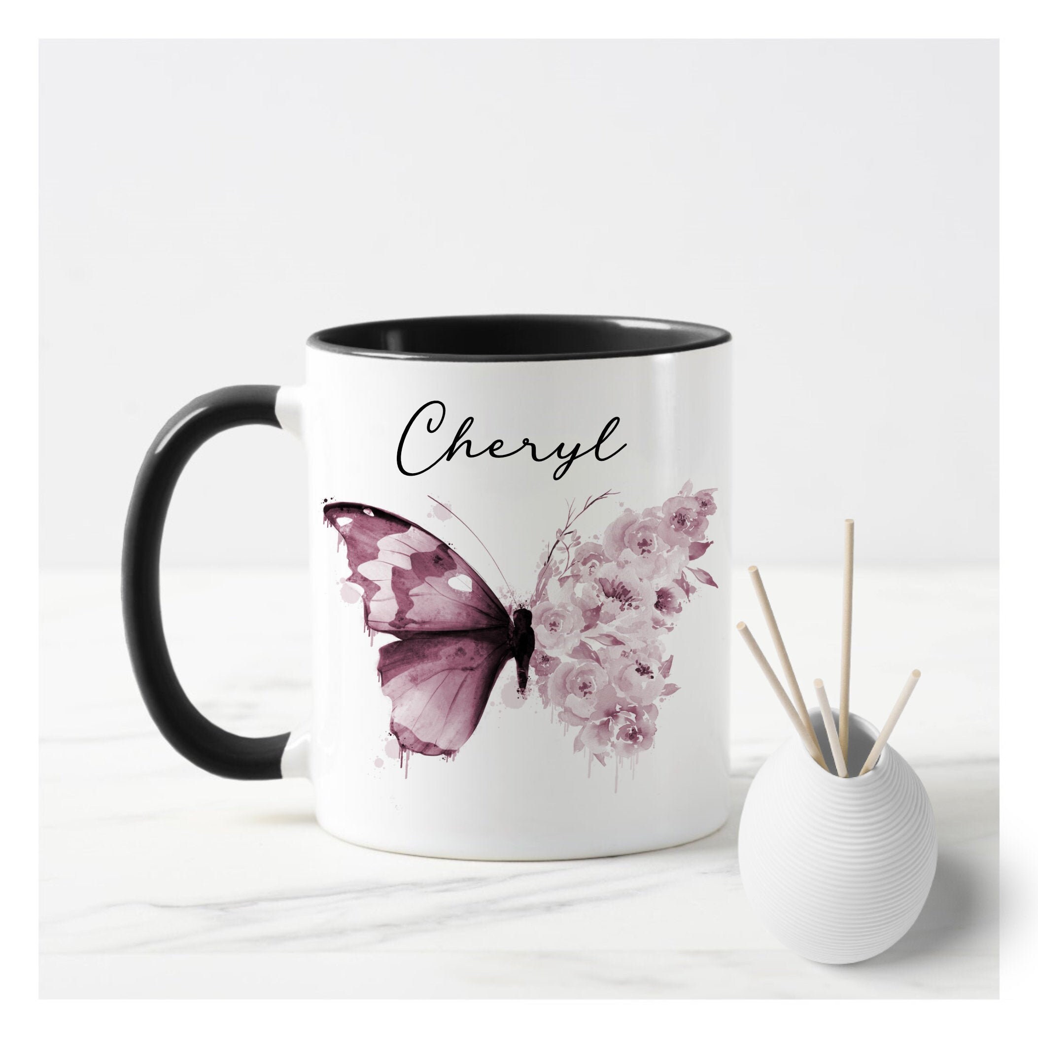 Personalised Butterfly Mug Purple Butterfly Gift for Her Etsy UK