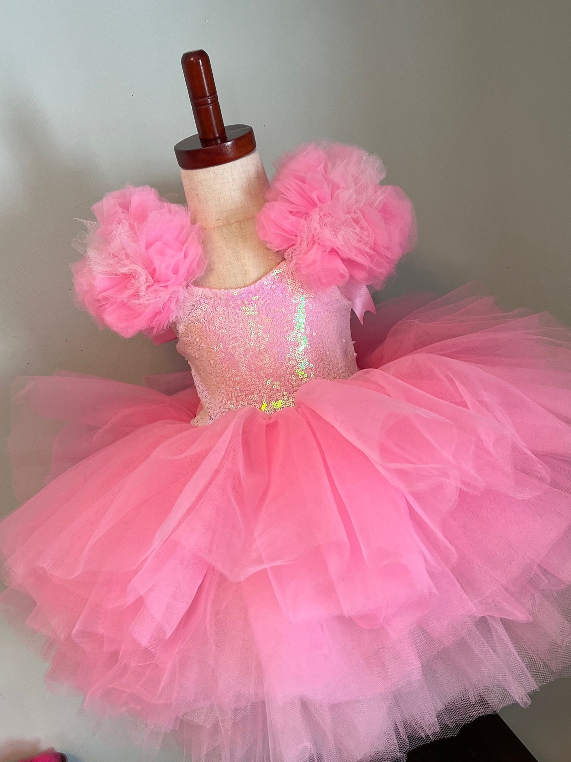 Pink Confetti Short Sleeve Tutu Dress