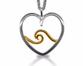 Signature Heart Wave Pendant- 18K Sterling