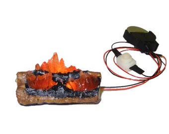 Miniature Battery Operated Flickering Fireplace or Camping Fire Logs For Dollhouse