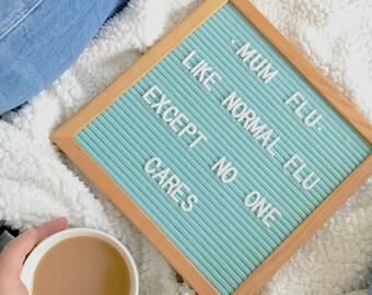 LETTER BOARD mint green felt with 300 white letters, numbers & symbols