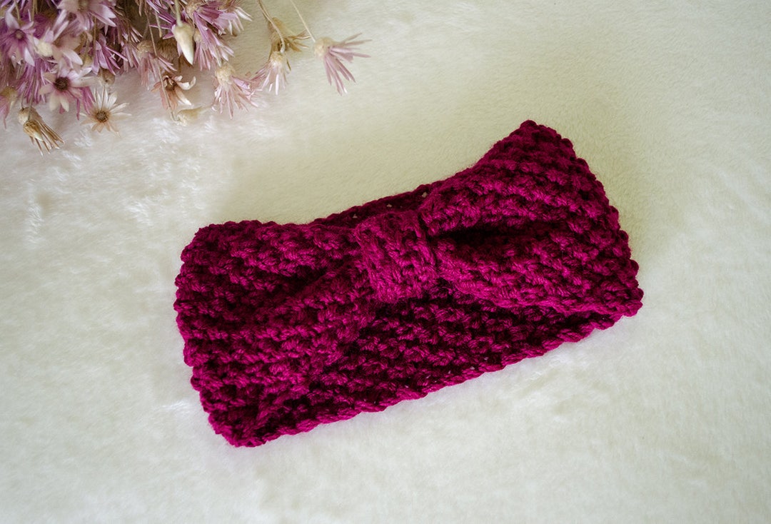 Hand Knit Bow Headband for Girls Women Head Adornment Baby's Wool Ear
