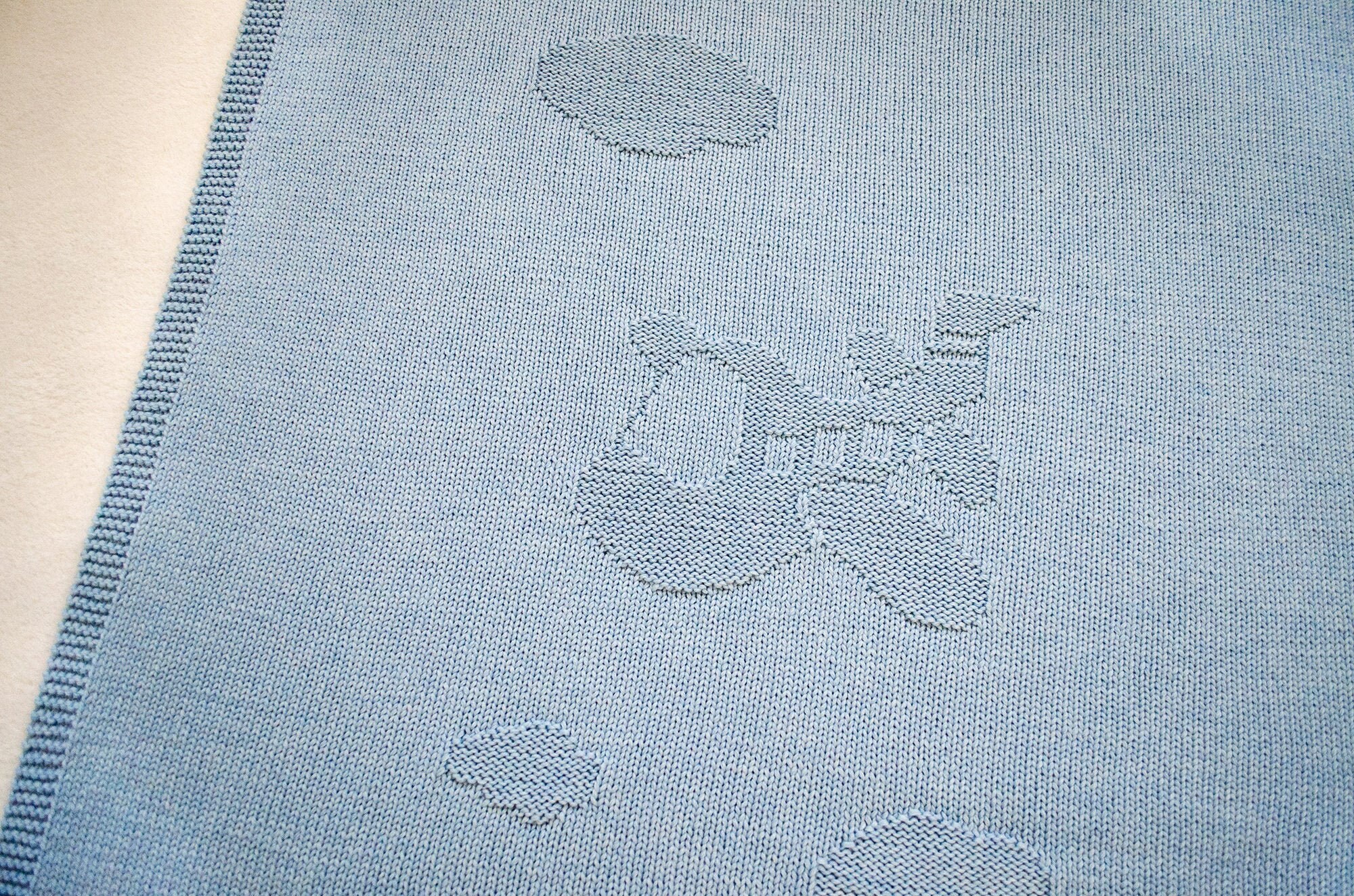 Airplane Baby Blanket Knit Baby Boy Wrap in Baby Blue Color Reversible Newborn Carrier Mommy to