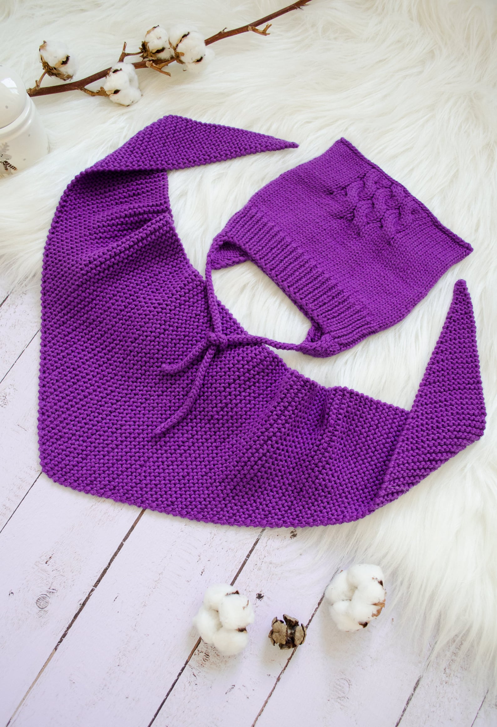 Cat Ears Hat and Triangle Scarf Purple Baby Boy Ear Flap Hat Etsy