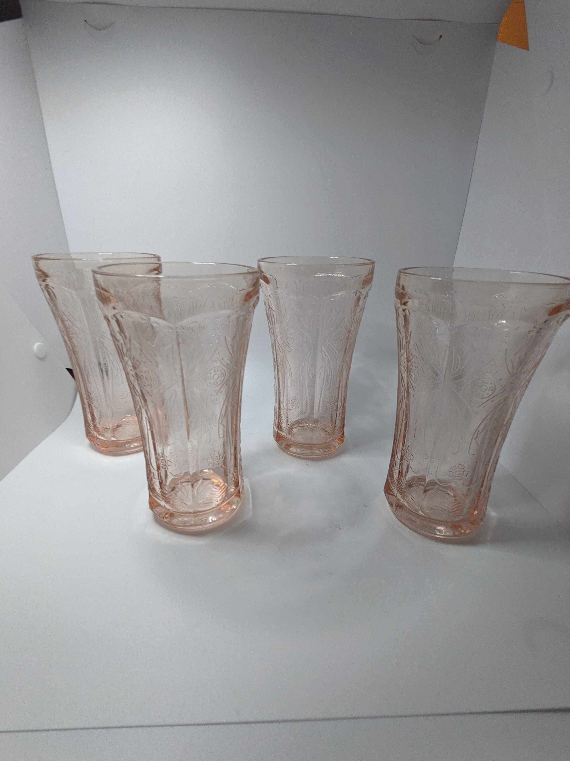 Set of 4 Pink Depression Glass Tumblers