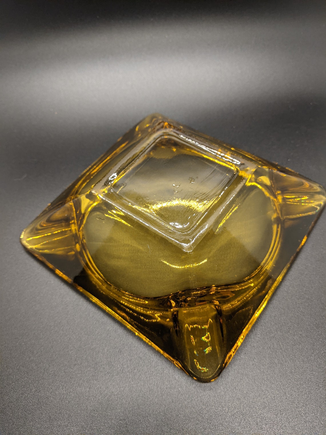 Vintage Amber Ashtray Etsy