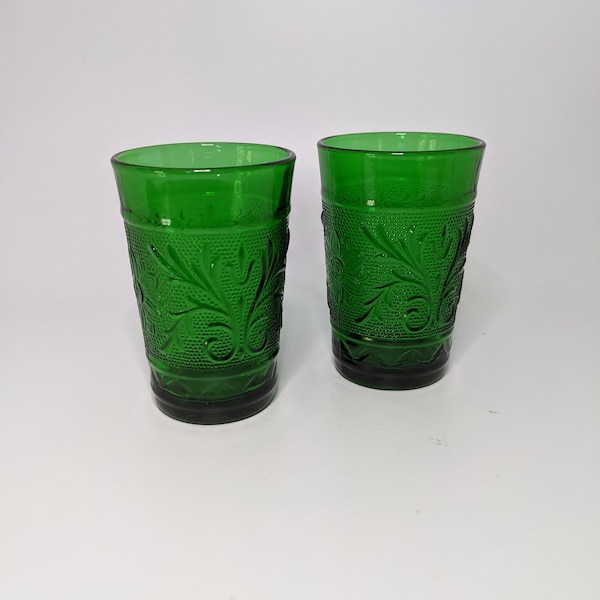 Set of Four Emerald Green Tiara Juice Glasses