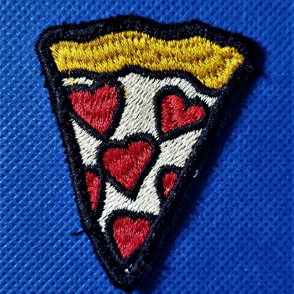 Patch.Pizza Love.Fully Embroidered.Vintage Style.Retro 60s.Great Quality.Appliques.Crafts.For Jeans.Backpacks.Jackets.Pants.